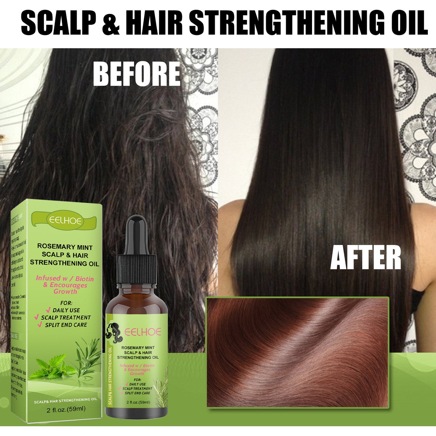 Rosemary Mint Scalp & Hair Strengthening Oil for All Hair Types