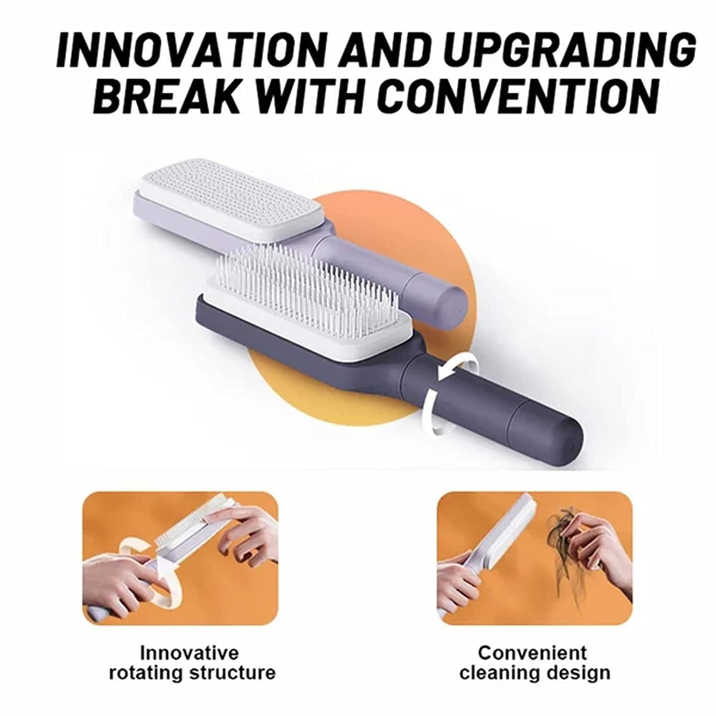 Self Cleaning Hair Brush Anti-Static Massage Comb Scalable Rotate Lifting Self Cleaning Hairbrush