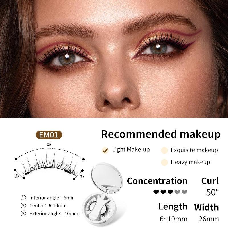 Magnetic False Eyelashes Storage Box Glue-free Magnet Natural Makeup Tools With Applicater