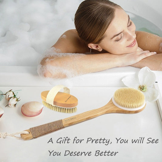 Bath Brush Suit Long Handle Bristle Brush Rub Back Massage Brush