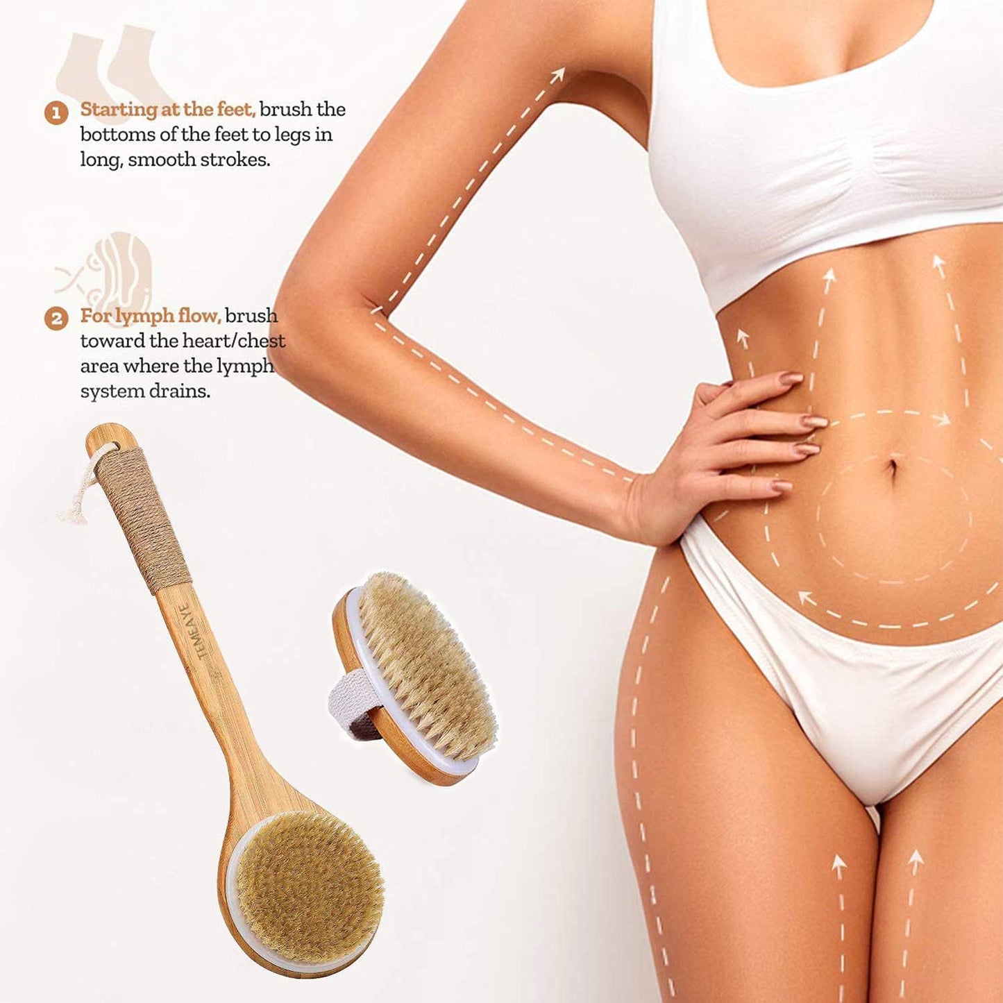 Bath Brush Suit Long Handle Bristle Brush Rub Back Massage Brush