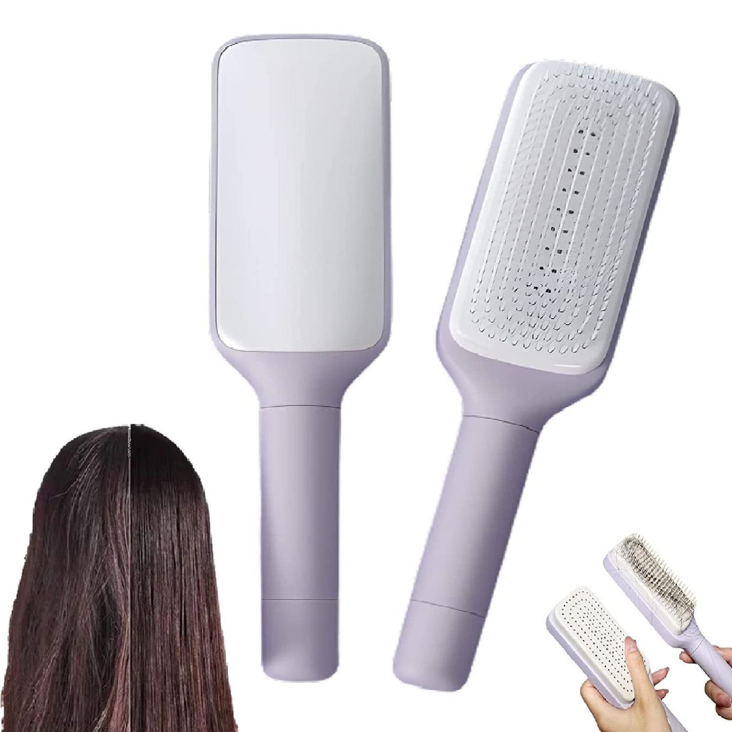 Self Cleaning Hair Brush Anti-Static Massage Comb Scalable Rotate Lifting Self Cleaning Hairbrush